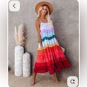 Vici Rainbow Tiered Ruffle Dress